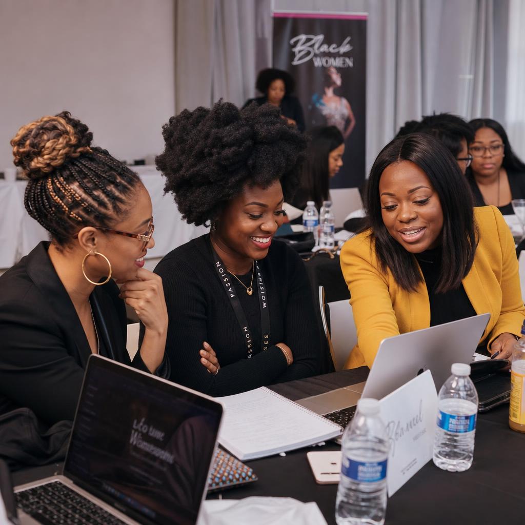 Un groupe de femmes souriantes collaborent lors d'un atelier communautaire