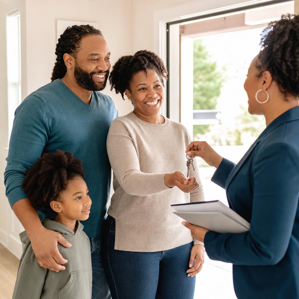Une famille reçoit les clés de son nouveau logement